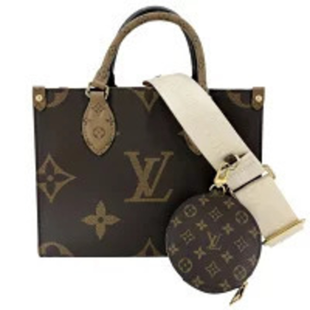 Louis Vuitton Monogram Reverse OnTheGo 2Way Crossbody Bag Canvas Leather Brown